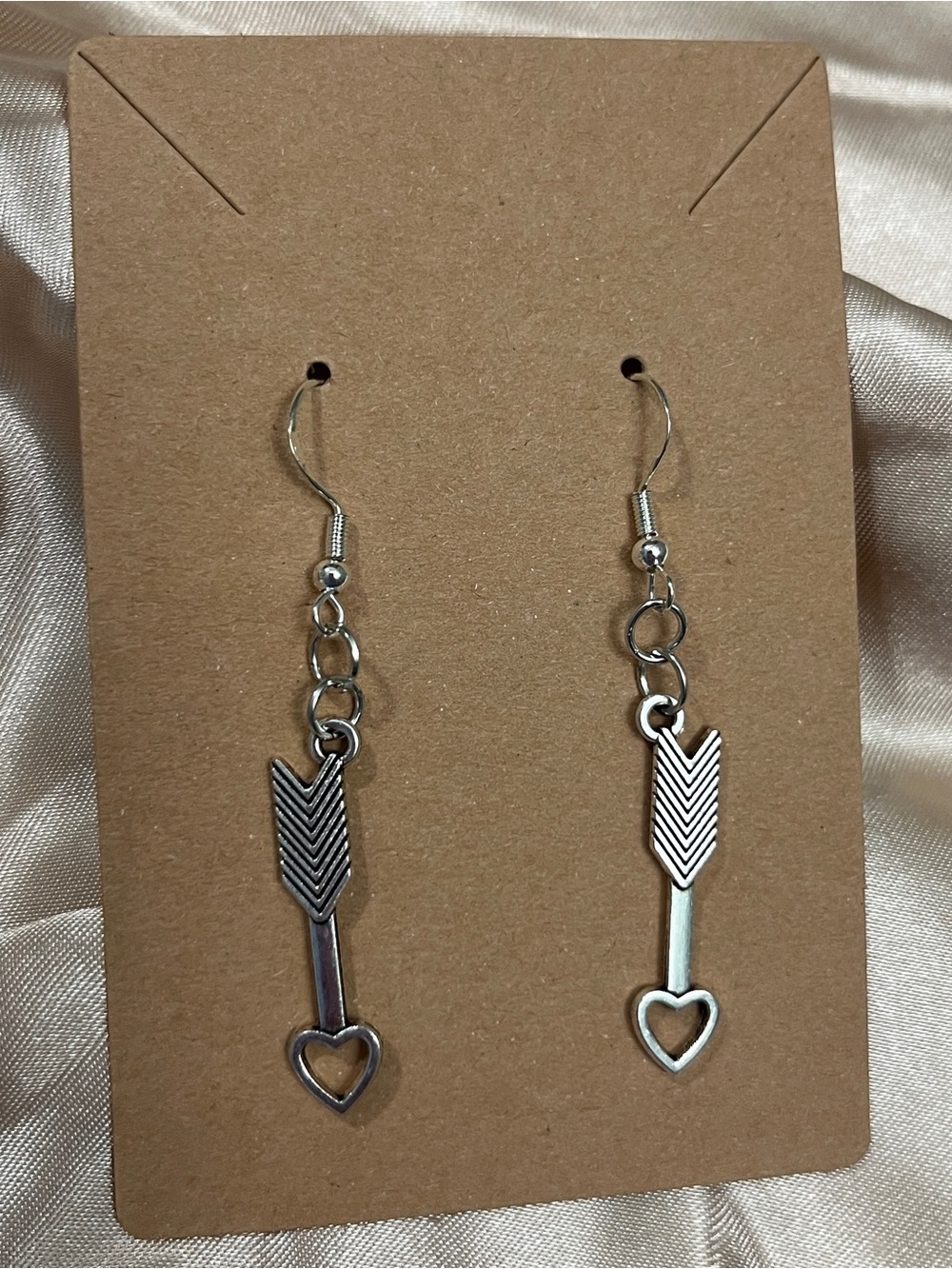 Silver Arrow Heart Dangle Earrings Women Jewelry
